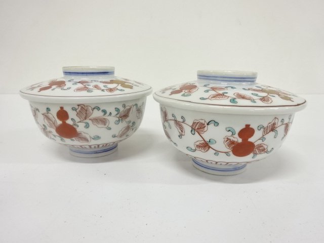 Ko-Imari, Sometsuke, Gilt, Red painting, Lidded tea bowl, 2pcs.